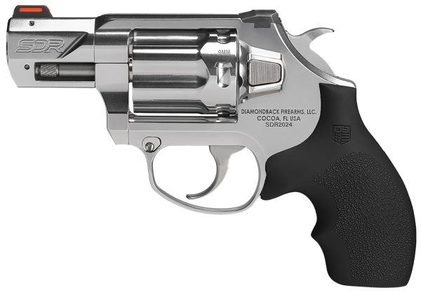 Diamondback SDR 9mm revolver polished stainless with Hogue black rubber grip and fiber optic sights