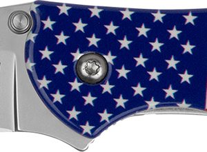 Kershaw 1660USA Leek USA EDC 3" Folding Drop Point Plain Bead Blasted 14C28N Steel Blade, Red/White/Blue Flag Aluminum Handle