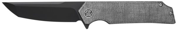 Eikonic Knife Company TS8BB Tsuru  3.30" Folding Tanto Plain Black PVD 154CM SS Blade, 4.20" Salt & Pepper Micarta Handle