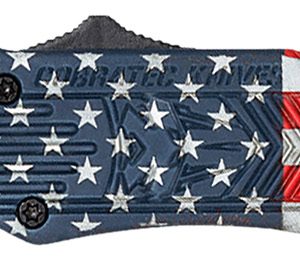 CobraTec Knives SUSACTK1SDNS CTK-1 American Flag Small 2.75" OTF Drop Point Plain D2 Steel Blade, 4.25" Red/White/Blue Flag Cerakote Aluminum Alloy Handle
