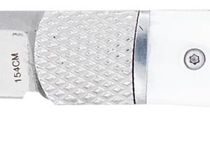 CobraTec Knives CTTHRWTABA154CM Trapper  Small 3.13" Folding Plain 154CM SS Blade, 4.25" White Abalone Scales Handle