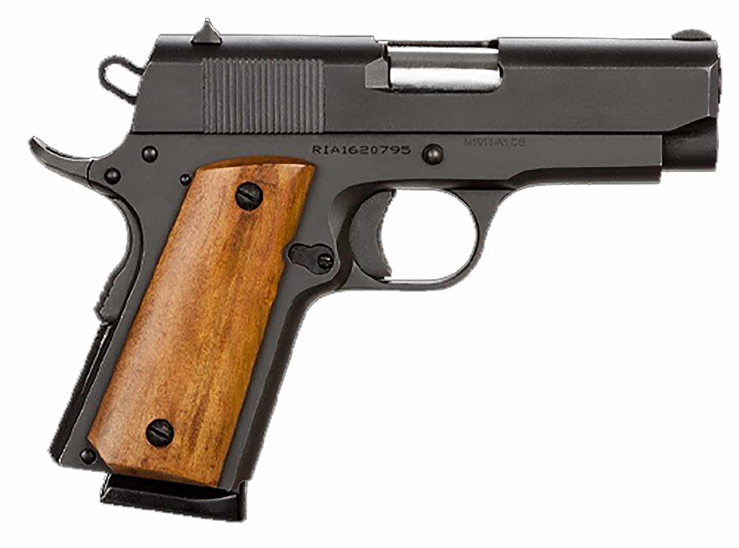 Armscor Rock Island M1911-A1 .45 ACP 3.5 inch compact pistol black parkerized wood grips