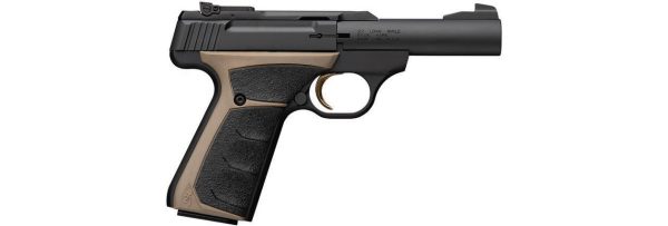 Browning Buck Mark Micro Bull 4-inch .22 LR pistol with black slide and FDE UFX grips