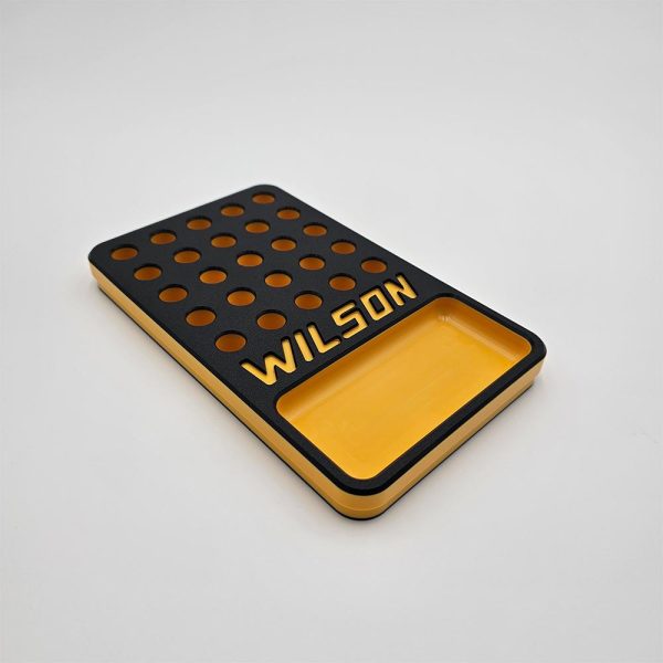 L.E. Wilson Reloading Tray with Bullet/Primer Cup .473" 25 Hole Black/Yellow