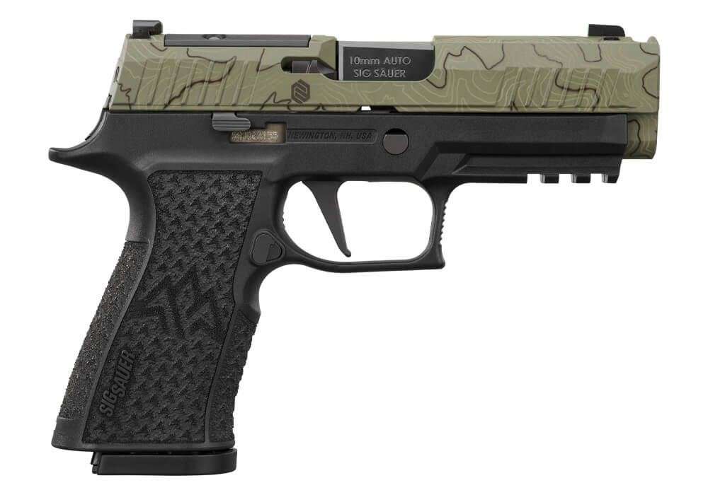 Sig Sauer P320 XTen Endure Comp 10mm Auto moss green slide black grip 3.8in barrel