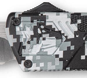 CobraTec Knives WDCCTLWDNS Lightweight  3.25" OTF Drop Point Plain D2 Steel Blade/Winter Digi Camo Aluminum Handle Includes Pocket Clip