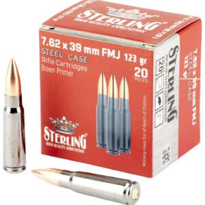 Sterling 8698779967284   7.62x39mm 123gr Full Metal Jacket 20 Per Box/50 Case