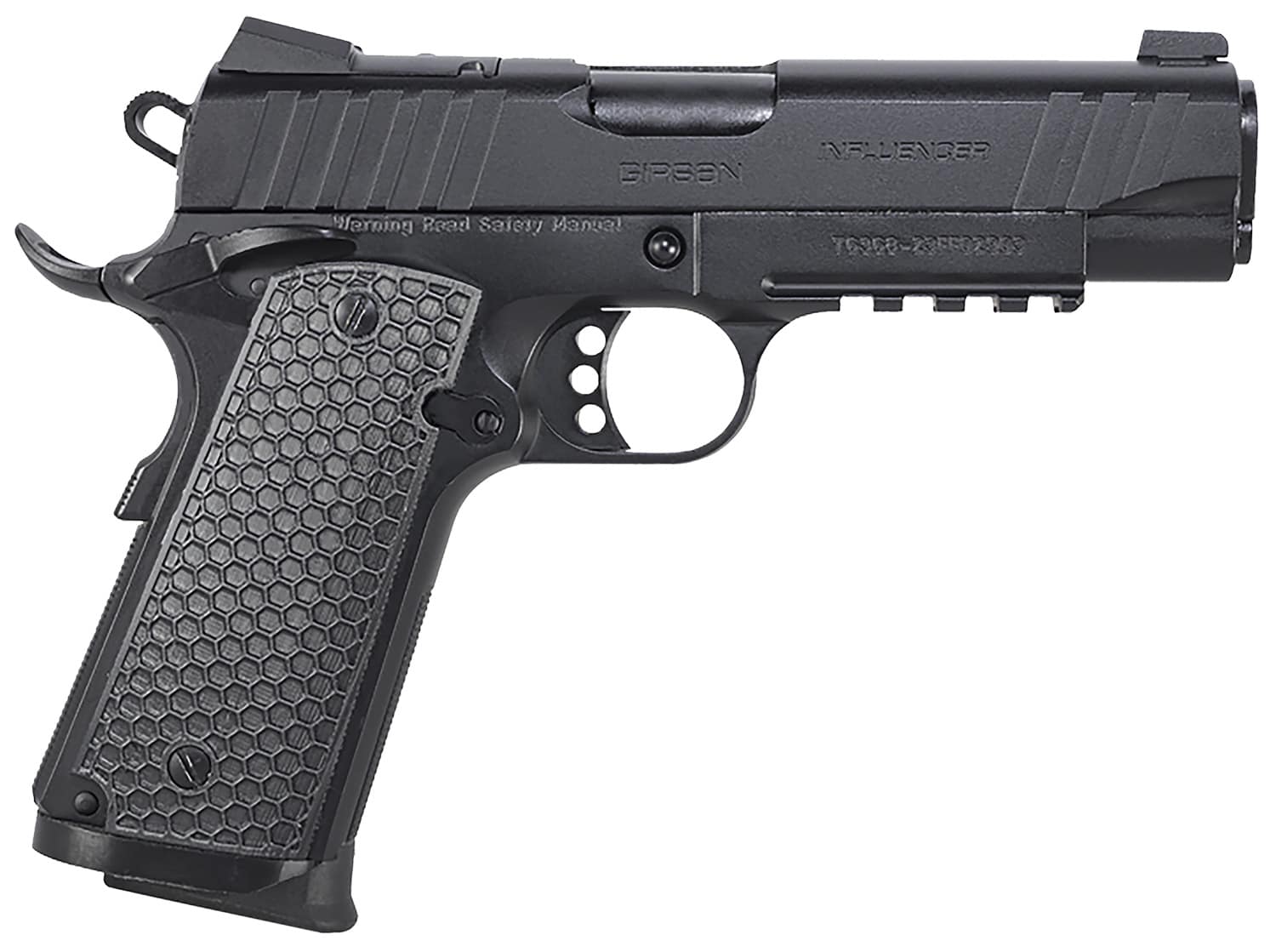 EAA Influencer 1911-style 10mm Auto pistol with 4.4-inch barrel and black finish