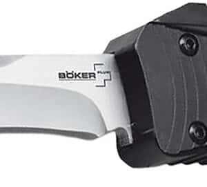 Boker 06EX243   3.35" Plain D2 Steel Blade Black Aluminum Handle