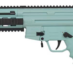 ATI GSG-16 .22 LR mint green semi-automatic carbine with collapsible stock and faux suppressor