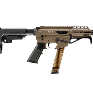 Freedom Ordnance FX9 9mm pistol 4-inch barrel Flat Dark Earth with SBA3 brace