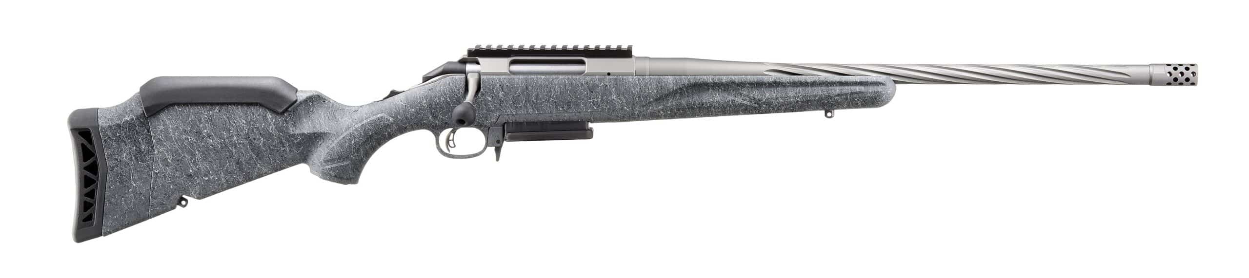 Ruger American Gen II .30-06 Springfield 20 inch fluted threaded barrel gray splatter stock