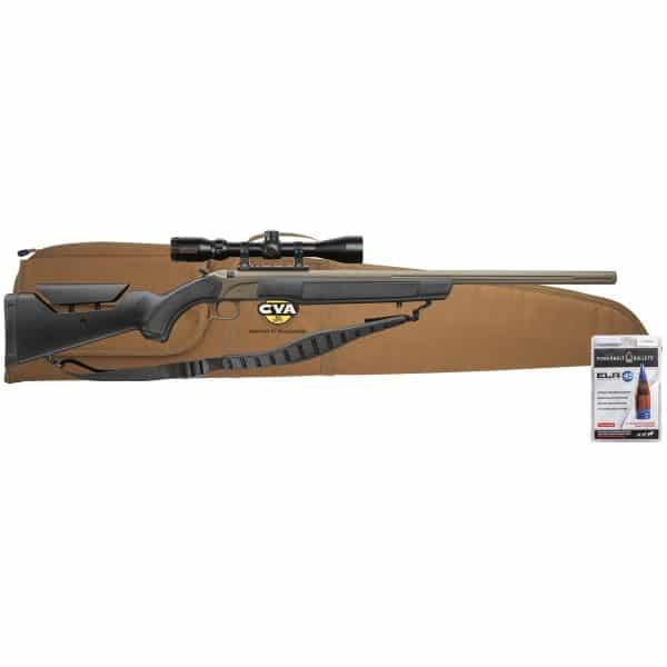CVA ACCURALR-X 45 CAL Muzzleloader Cerakote FDE KonusPro 4-12x44 IR BDC Reticle