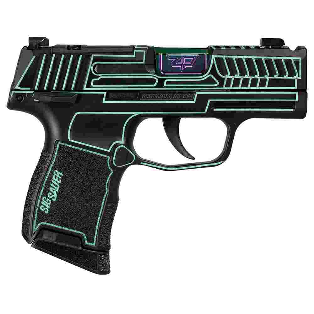 Sig Sauer P365 Outlander Blue Laser 9mm Luger micro-compact handgun side view