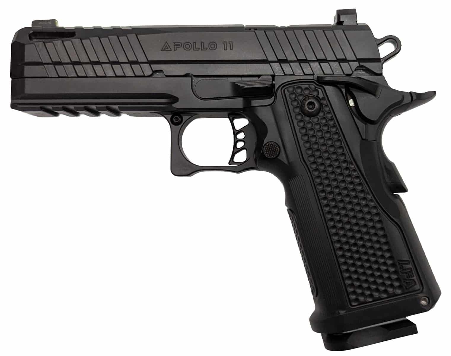 Live Free Armory Apollo 11 Compact 9mm pistol in black with aluminum grip