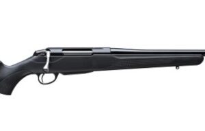 Tikka T3X Lite Compact 223 Rem bolt-action rifle with 20-inch blued threaded barrel and black synthetic stock