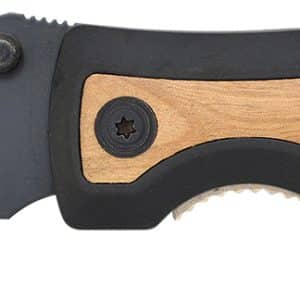 Camillus 19076-001 Slick  3" Folding Clip Point Plain Black Carbonitride Titanium AUS-8A SS Blade, 5" Black Rubber/Wood Handle