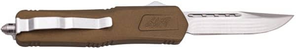 Great Lakes Firearms GLKMDSMTBRZ GLFA  Medium 3.50" OTF Plain Steel Blade, Bronze Cerakote Aluminum Handle