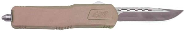 Great Lakes Firearms GLKMDSMTFDE GLFA  Medium 3.50" OTF Plain Steel Blade, Flat Dark Earth Cerakote Aluminum Handle