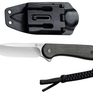 Civivi Knives C2105B Elementum  3.98" Fixed Plain Satin D2 Steel Blade, 4.50" Dark Green Micarta Handle