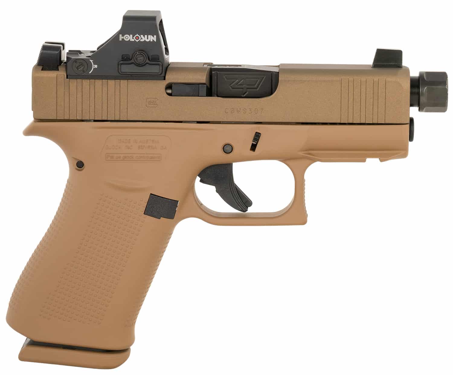 Glock G43X MOS 9mm Luger pistol with Holosun HS 407K and included magazines