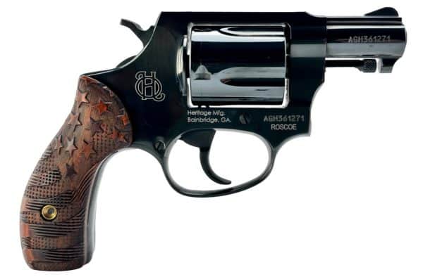 Heritage Arms Roscoe .38 Special 2-inch revolver with US flag engraved wood grips