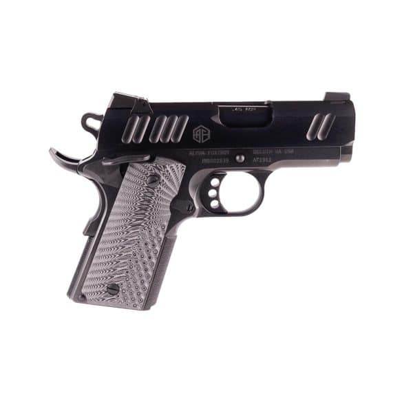 Alpha Foxtrot AF1911 .45 ACP 3.25in polished black DLC pistol right-side view