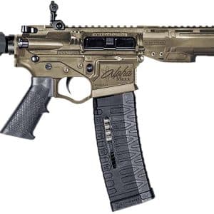 ATI Alpha MAXX HGA 5.56 NATO pistol with 7.5-inch threaded barrel, M-LOK handguard, Picatinny rail, flip-up sights, and rear