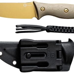 Civivi Knives C23041-2 Stormridge  3.92" Fixed Straight Back Plain Desert Tan Stonewashed Nitro-V Steel Blade, Tan Textured G10 Handle