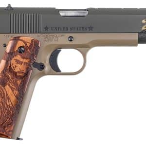 Auto-Ordnance 1911 .45 ACP Army 250th Anniversary pistol with OD green slide and coyote tan frame