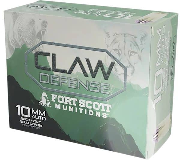 Fort Scott Munitions 10MM-190-SCV2 Claw Defense  10mm 190gr Solid Copper Spun 20 Per Box/25 Case