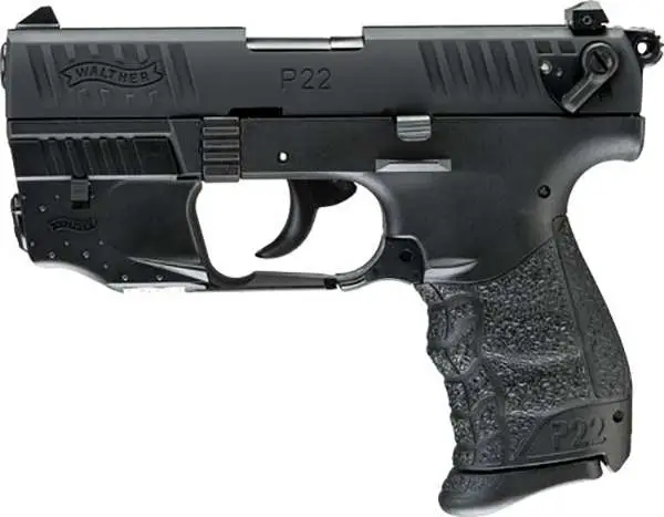 Walther P22Q Black Laser .22 LR pistol with integrated laser and 3.42-inch threaded barrel