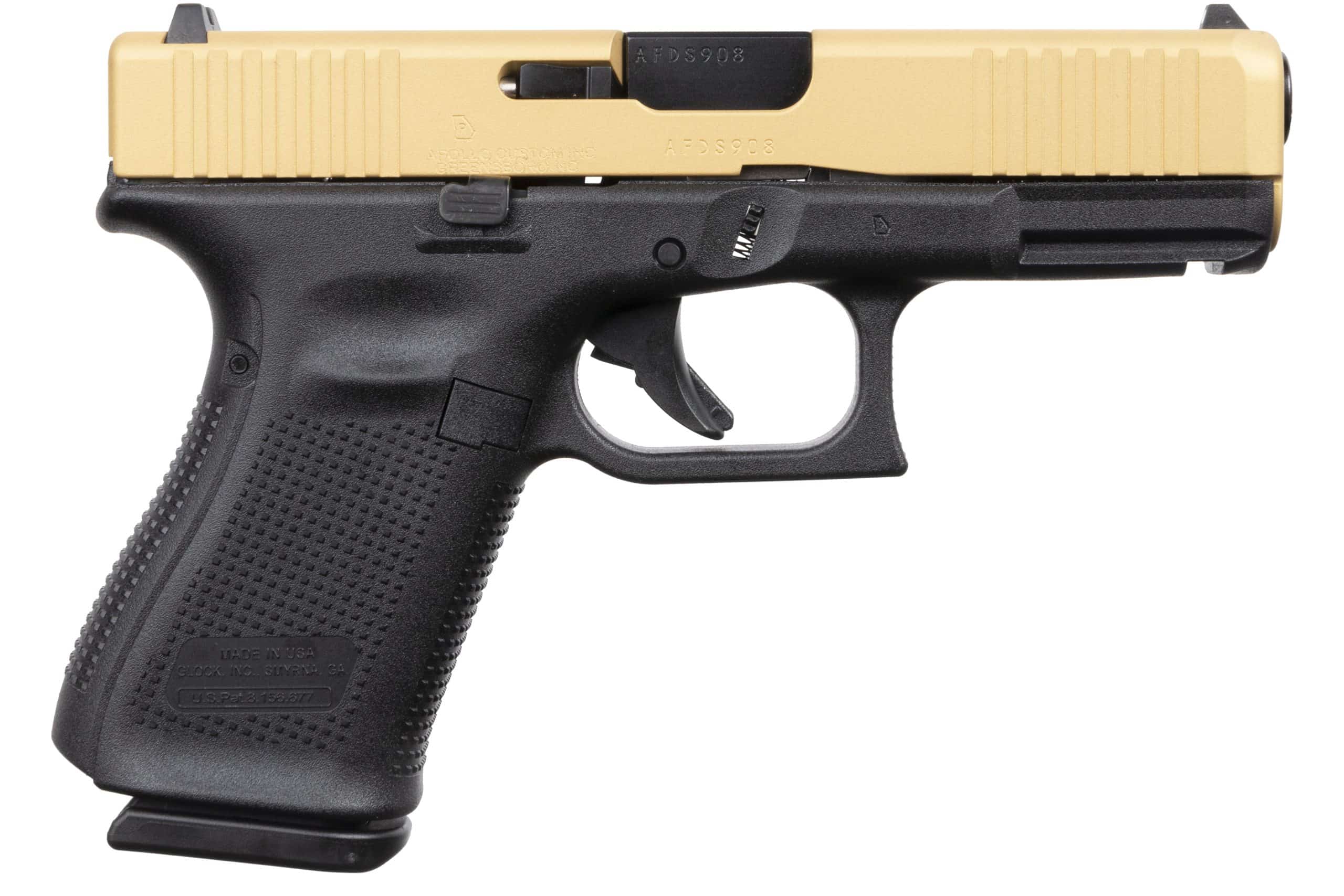 Apollo Custom GLK 19G5 9MM 15rd gold slide semi-auto handgun