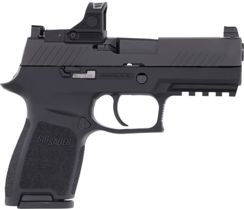 Sig Sauer P320 9mm compact pistol with ROMEO optic footprint and night sights