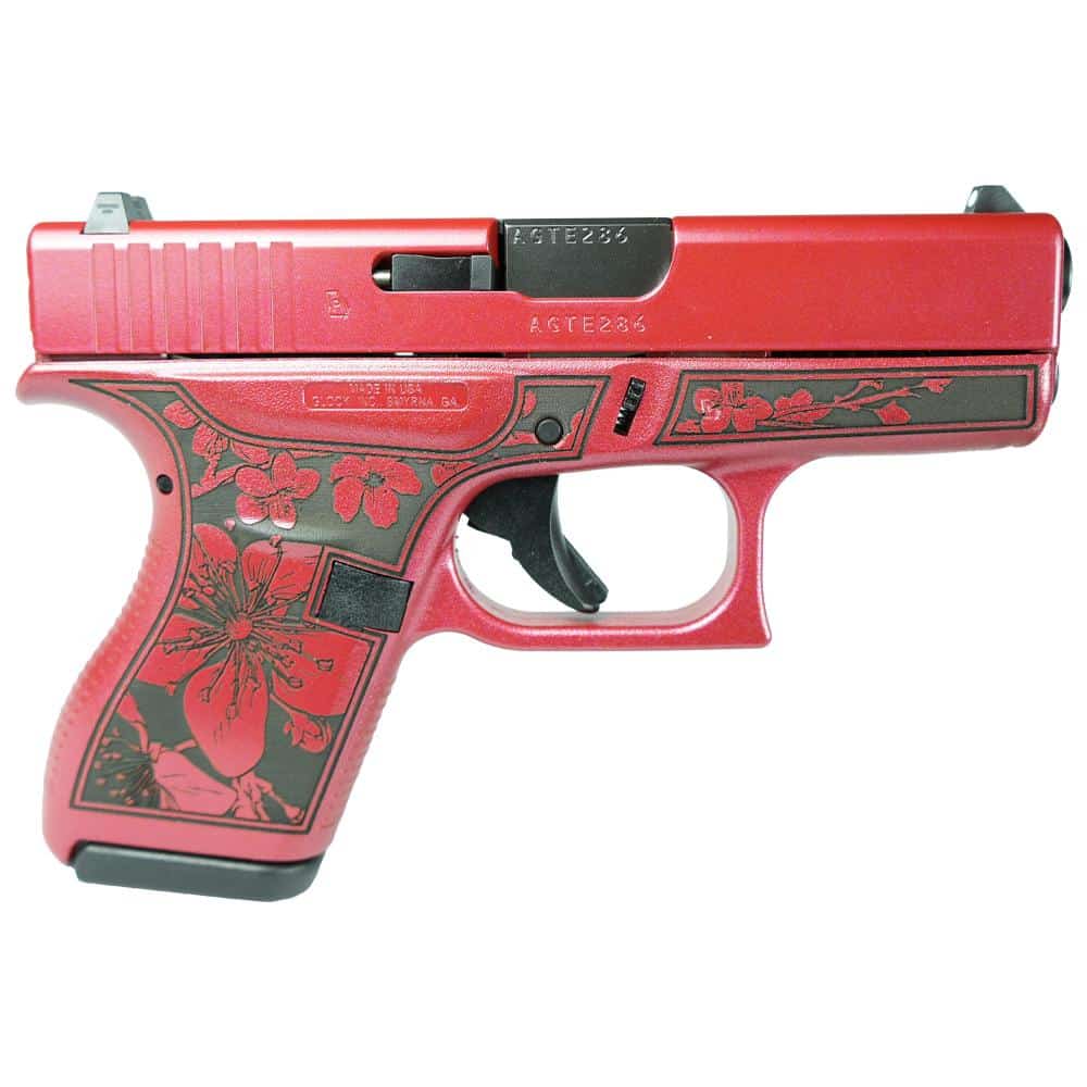Glock 42 Custom Cherry Blossom Medusa Pink .380 ACP subcompact handgun with 3.25-inch barrel
