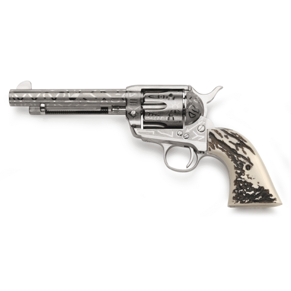Taylors and Company 1873 Cattle Brand .45 Long Colt revolver, nickel-plated engraved finish, 5.50 in barrel