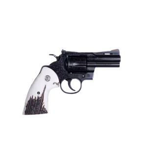 CNC FIREARMS Colt Python 3-inch .357 Magnum revolver with deep engraving and stag grips