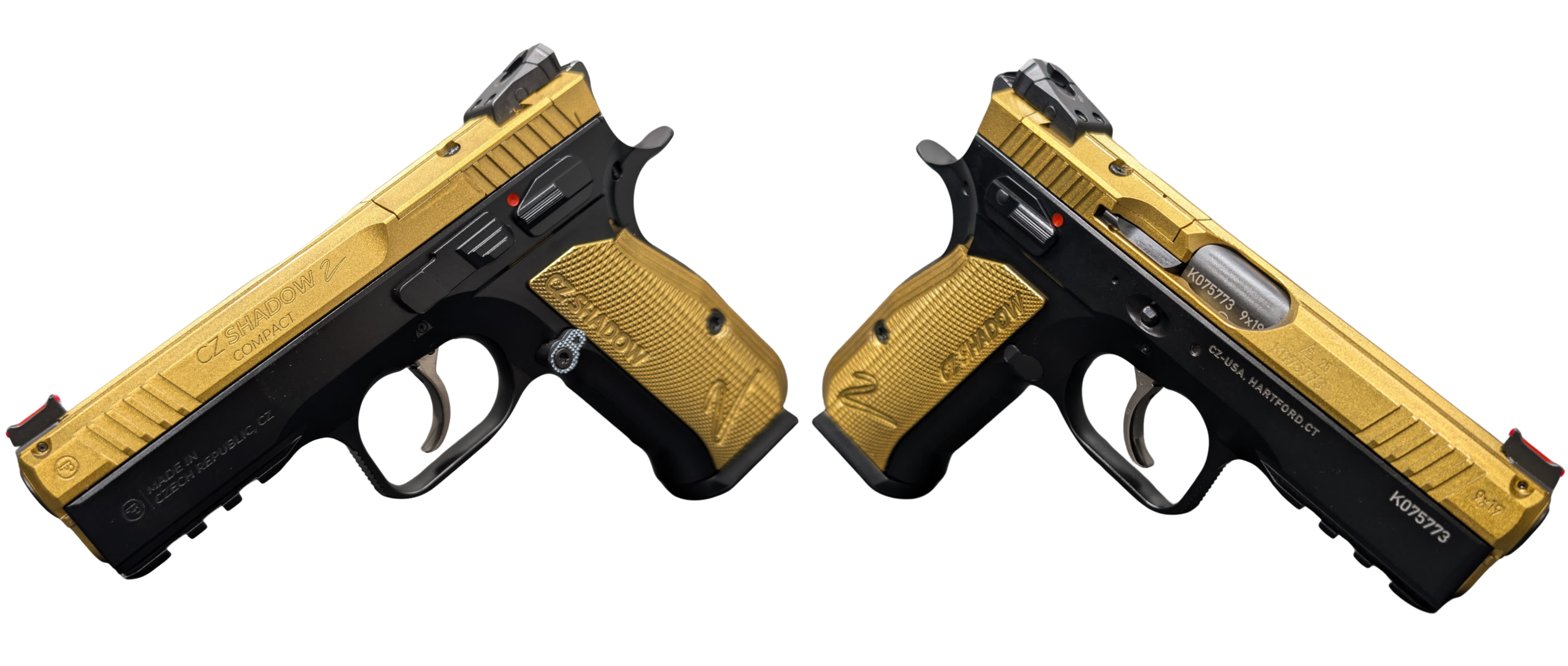 CZ SHADOW II COMPACT 9MM PISTOL GOLD 4" 2-15RD MAGS - CZ-USA