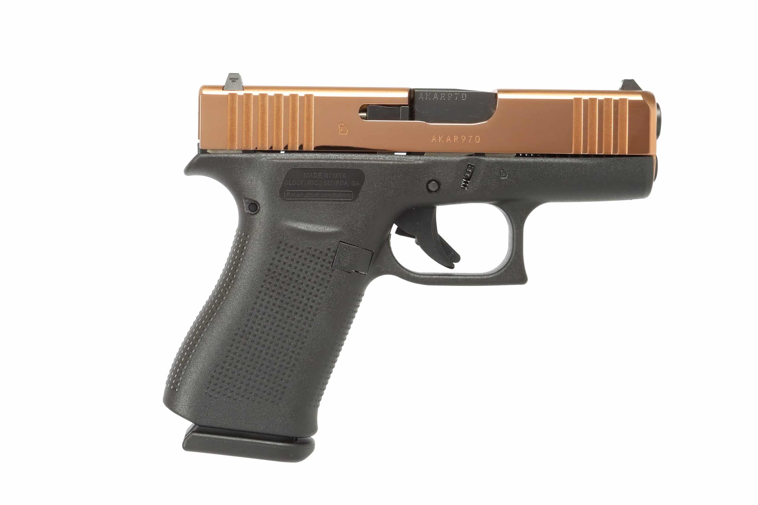 Glock G43X 9mm Rose Gold PVD 3.39 inch compact pistol