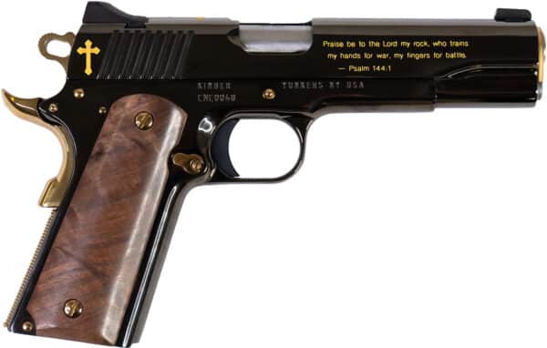 Cnc Firearms CNCCRUS1911 Kimber 1911 Crusader Limited Edition 45 ACP 7+1 5" Diamond Like Coating w/24kt Gold Inlay Frame, Walnut Grip