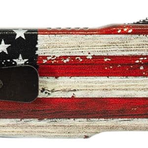 Templar Knife  Premium Weighted  Slim 3.16" OTF Drop Point Plain Black Oxide Stonewashed Powder Coated D2 Steel Blade, 4.93" Painted Wood Grain US Flag Aluminum Zinc Alloy Handle