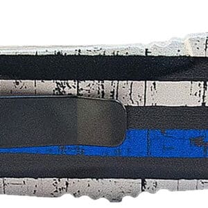 Templar Knife  Gen II Back The Blue Small 2.75" OTF Drop Point Plain Black Oxide Stonewashed 440C SS Blade, 4.25" B&W US Flag w/Blue Line Aluminum Handle, Glass Breaker