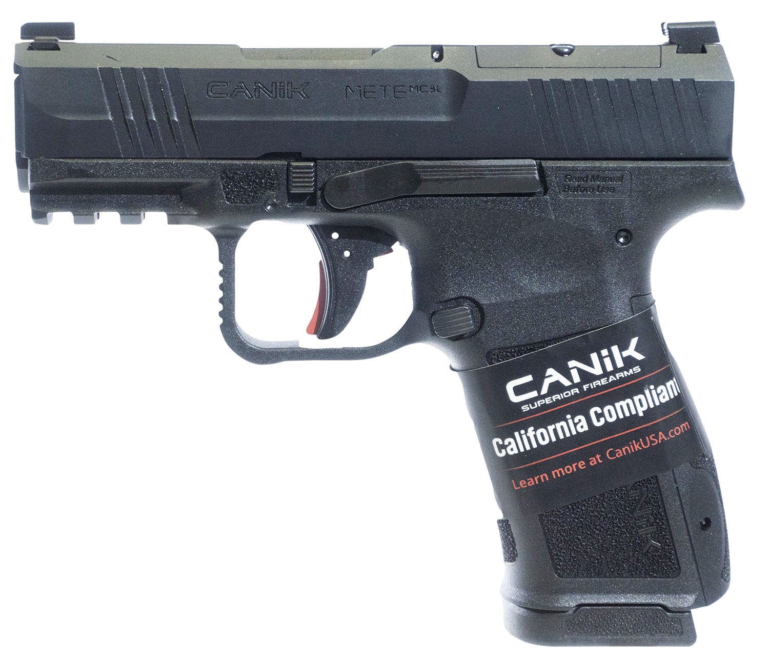 Canik METE MC9L 9mm pistol, 3.18 inch barrel, black polymer frame, optics-ready slide