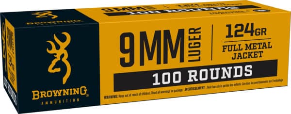 Browning Ammo B9MM124VP   9mm 124gr Full Metal Jacket 100 Per Box/10 Case *Value Pack