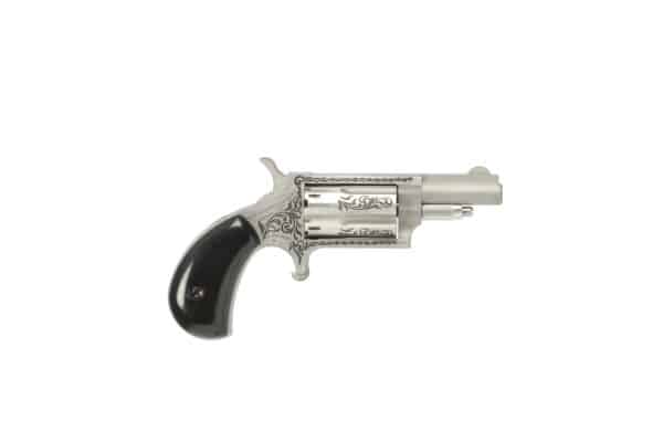 North American Arms MINI .22 Magnum 1 5/8 inch stainless single-action revolver with ebony grips and engraving