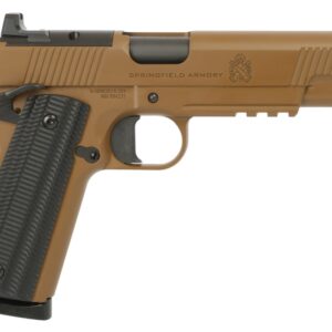 Springfield Armory 1911 Operator .45 ACP 5-inch Coyote Brown Cerakote pistol with black VZ G10 grips