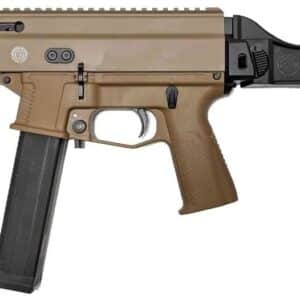 Grand Power Stribog SP45A3 .45 ACP Semi-Auto Pistol - FDE | 8" Threaded Barrel | 3x 20rd Mags | SBT Folding Arm Brace