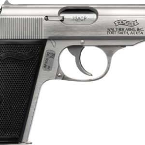 Walther PP stainless pistol .32 ACP with synthetic grip, side profile