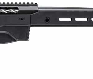 Tikka T3X Ace Game 223 Rem rifle with black aluminum chassis and fluted threaded barrel