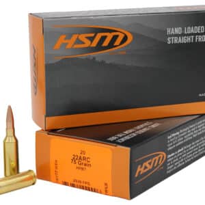HSM 22ARC1N Varmint  22ARC 75gr Hollow Point Boat Tail 20 Per Box/25 Case